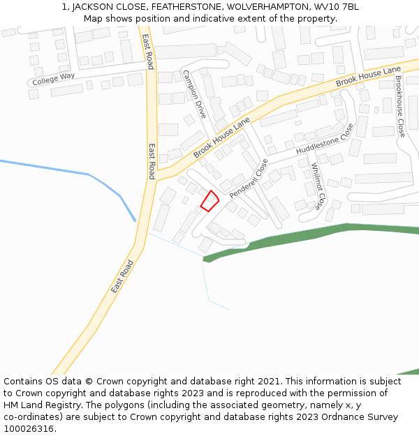 1, JACKSON CLOSE, FEATHERSTONE, WOLVERHAMPTON, WV10 7BL: Location map and indicative extent of plot