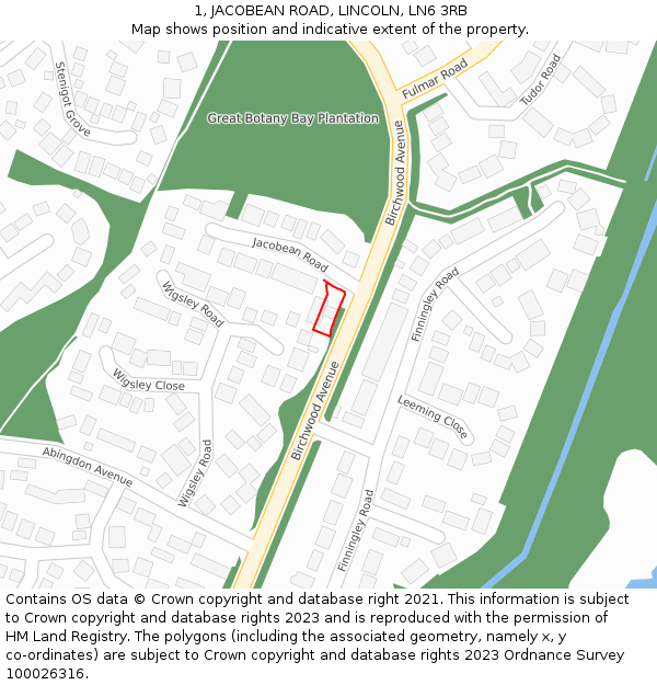 1, JACOBEAN ROAD, LINCOLN, LN6 3RB: Location map and indicative extent of plot