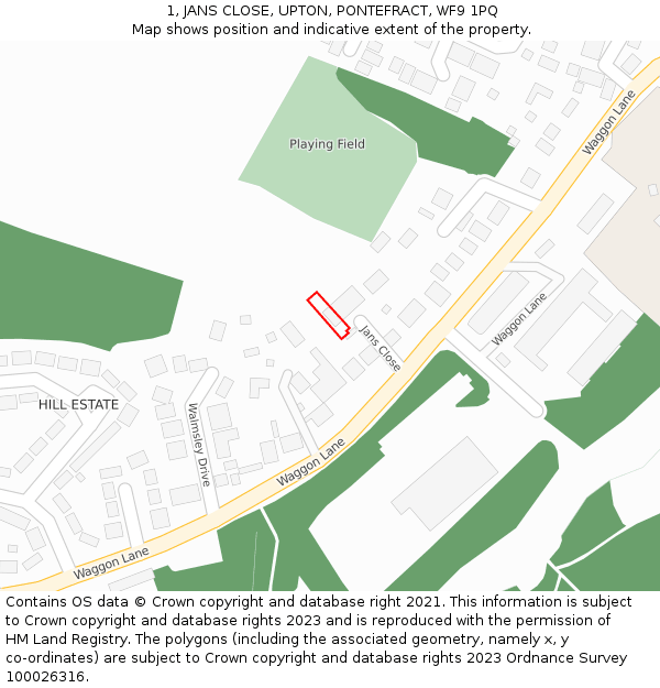 1, JANS CLOSE, UPTON, PONTEFRACT, WF9 1PQ: Location map and indicative extent of plot