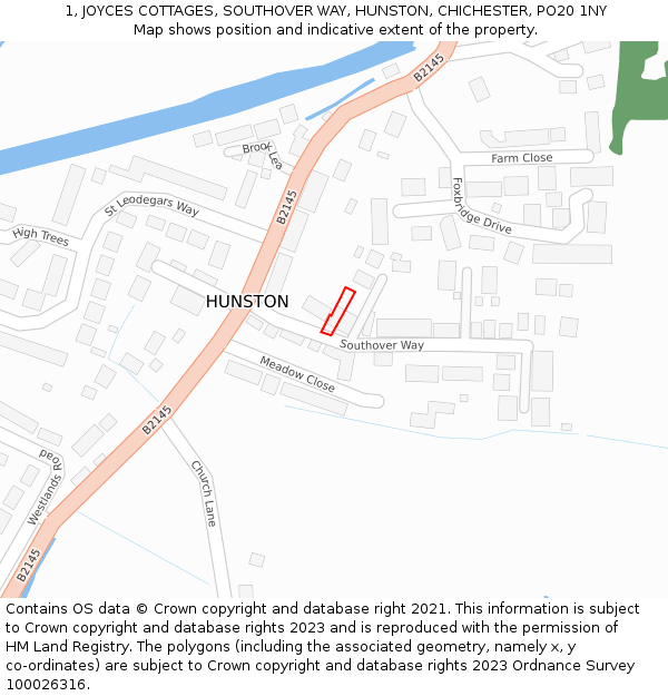 1, JOYCES COTTAGES, SOUTHOVER WAY, HUNSTON, CHICHESTER, PO20 1NY: Location map and indicative extent of plot