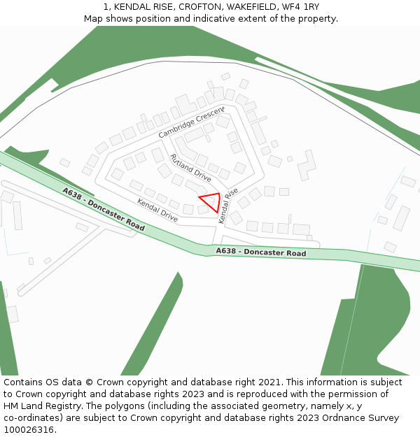 1, KENDAL RISE, CROFTON, WAKEFIELD, WF4 1RY: Location map and indicative extent of plot