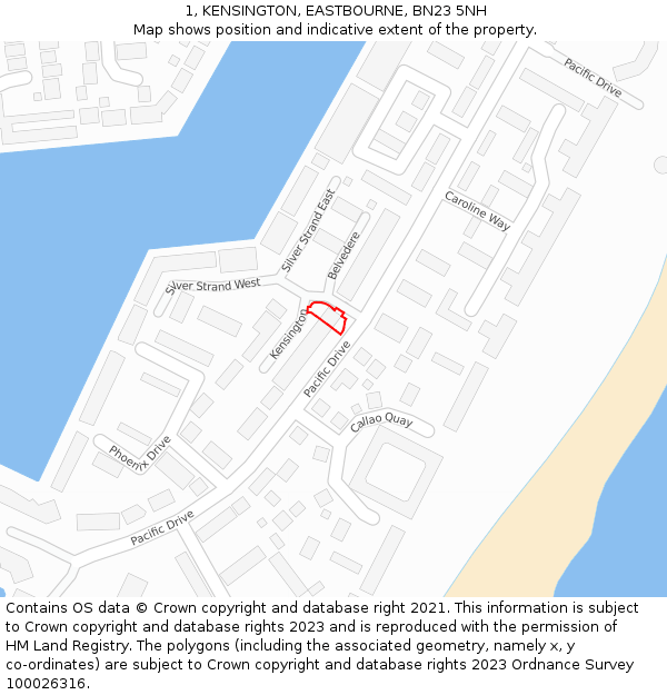 1, KENSINGTON, EASTBOURNE, BN23 5NH: Location map and indicative extent of plot