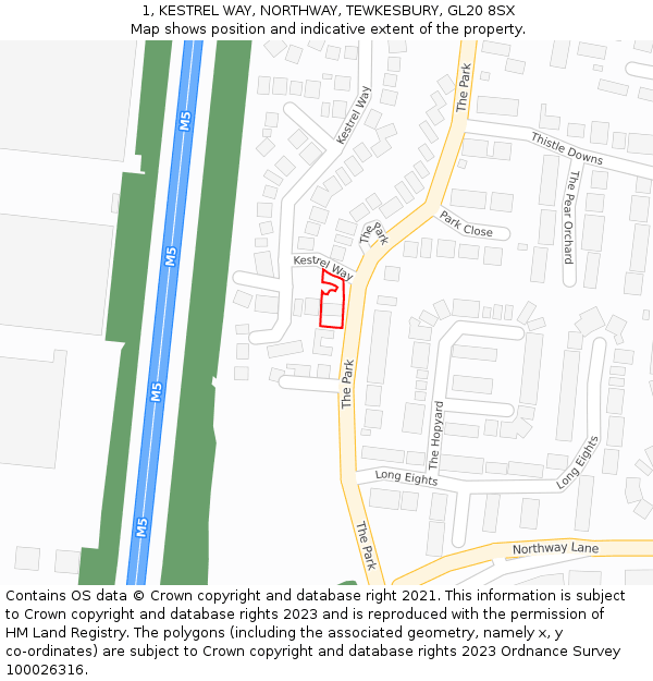 1, KESTREL WAY, NORTHWAY, TEWKESBURY, GL20 8SX: Location map and indicative extent of plot