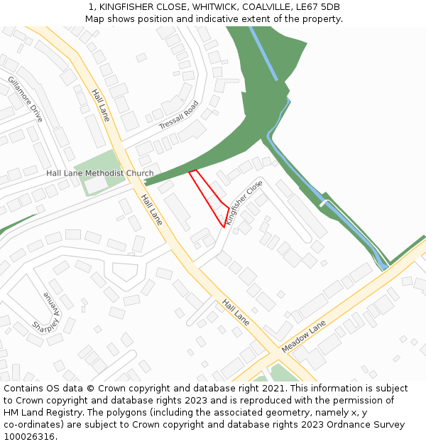 1, KINGFISHER CLOSE, WHITWICK, COALVILLE, LE67 5DB: Location map and indicative extent of plot