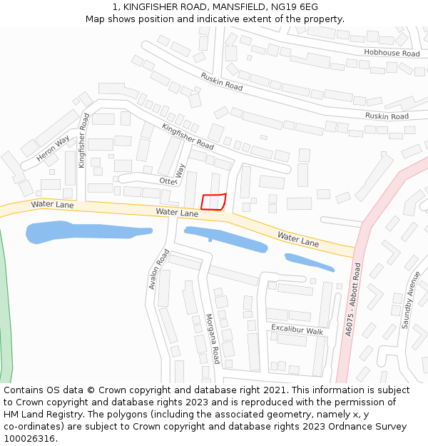 1, KINGFISHER ROAD, MANSFIELD, NG19 6EG: Location map and indicative extent of plot