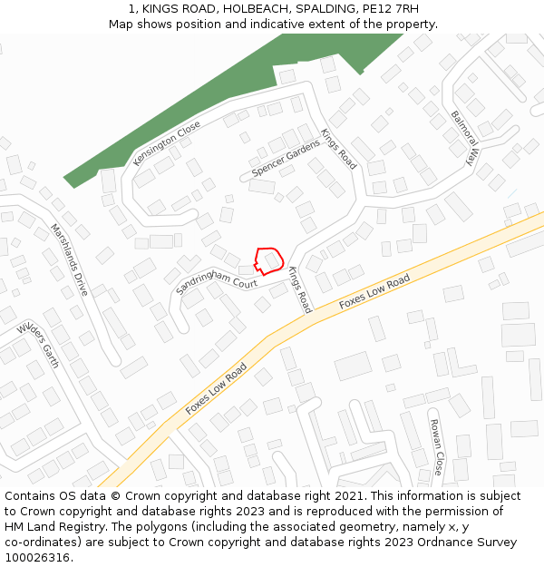 1, KINGS ROAD, HOLBEACH, SPALDING, PE12 7RH: Location map and indicative extent of plot