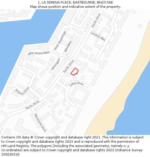 1, LA SERENA PLACE, EASTBOURNE, BN23 5AE: Location map and indicative extent of plot