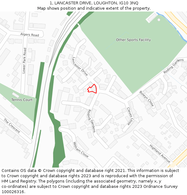 1, LANCASTER DRIVE, LOUGHTON, IG10 3NQ: Location map and indicative extent of plot