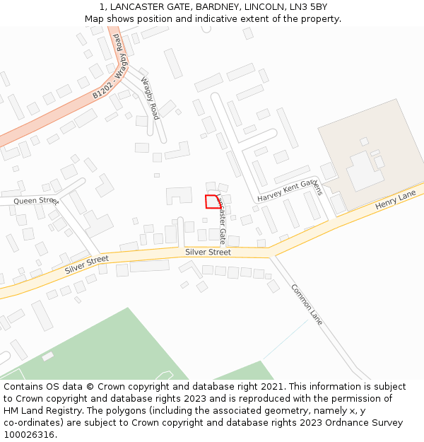 1, LANCASTER GATE, BARDNEY, LINCOLN, LN3 5BY: Location map and indicative extent of plot