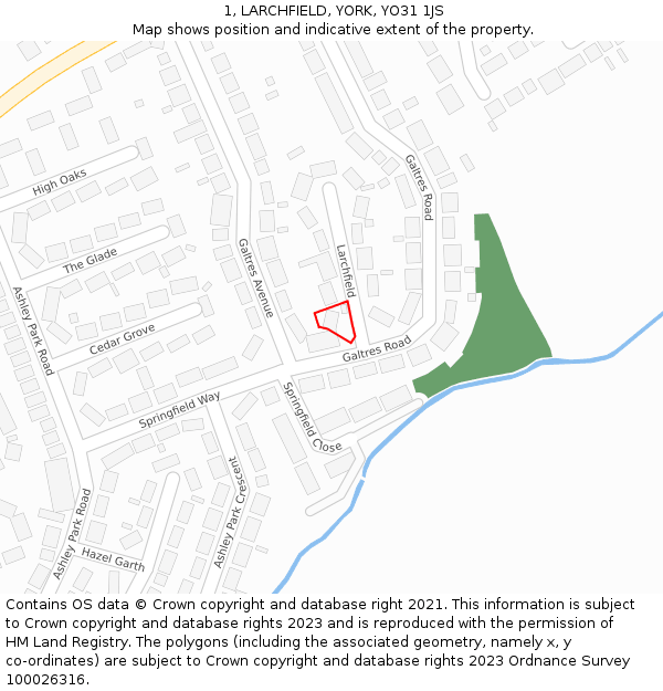 1, LARCHFIELD, YORK, YO31 1JS: Location map and indicative extent of plot