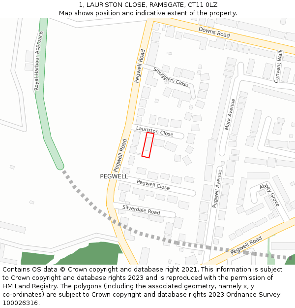 1, LAURISTON CLOSE, RAMSGATE, CT11 0LZ: Location map and indicative extent of plot