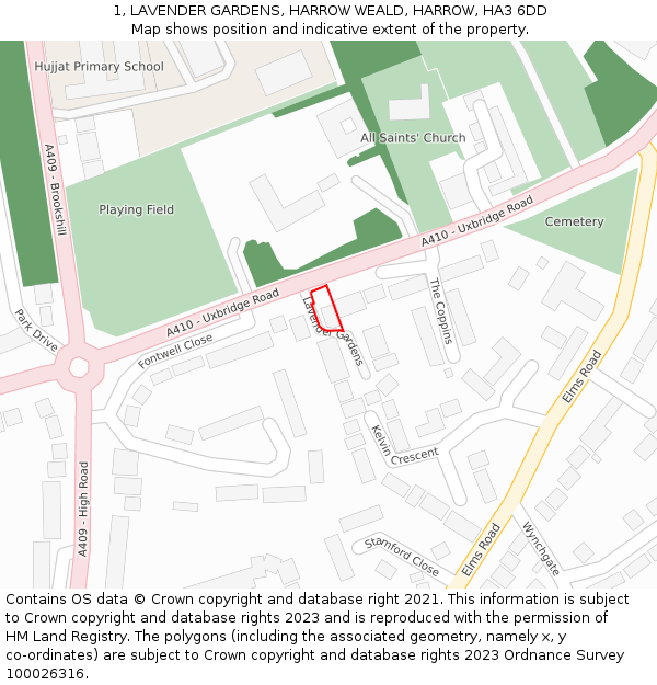 1, LAVENDER GARDENS, HARROW WEALD, HARROW, HA3 6DD: Location map and indicative extent of plot
