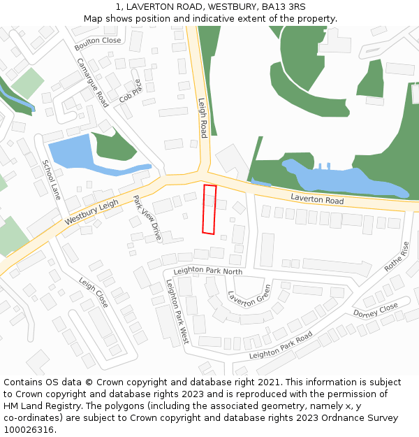 1, LAVERTON ROAD, WESTBURY, BA13 3RS: Location map and indicative extent of plot