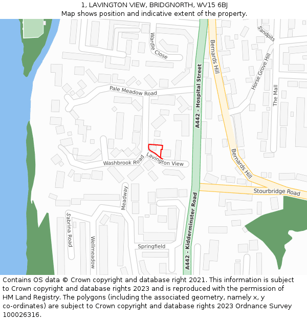 1, LAVINGTON VIEW, BRIDGNORTH, WV15 6BJ: Location map and indicative extent of plot