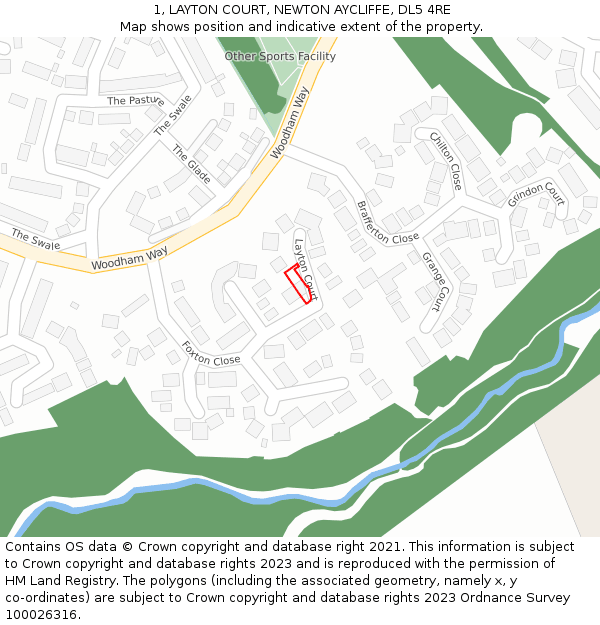 1, LAYTON COURT, NEWTON AYCLIFFE, DL5 4RE: Location map and indicative extent of plot