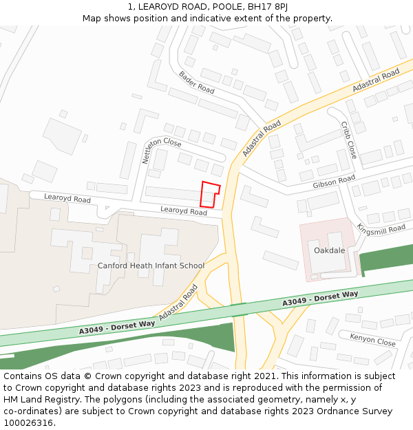 1, LEAROYD ROAD, POOLE, BH17 8PJ: Location map and indicative extent of plot