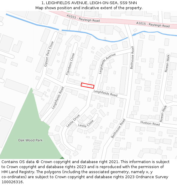 1, LEIGHFIELDS AVENUE, LEIGH-ON-SEA, SS9 5NN: Location map and indicative extent of plot