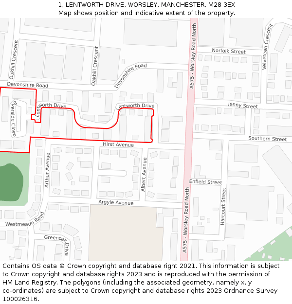 1, LENTWORTH DRIVE, WORSLEY, MANCHESTER, M28 3EX: Location map and indicative extent of plot