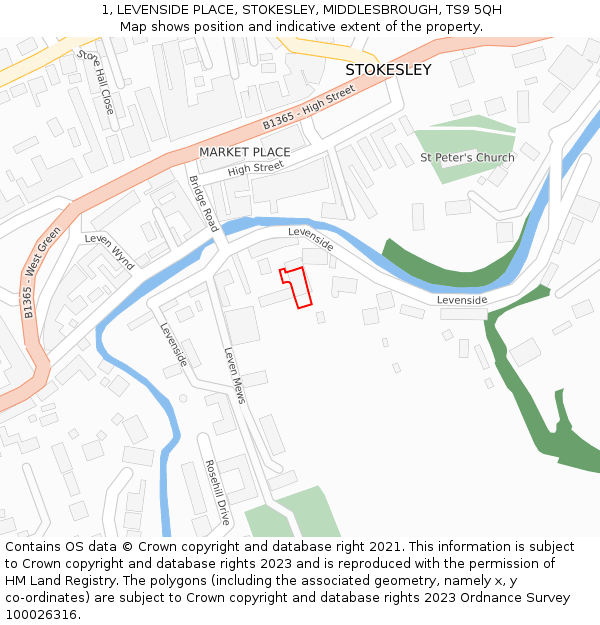 1, LEVENSIDE PLACE, STOKESLEY, MIDDLESBROUGH, TS9 5QH: Location map and indicative extent of plot