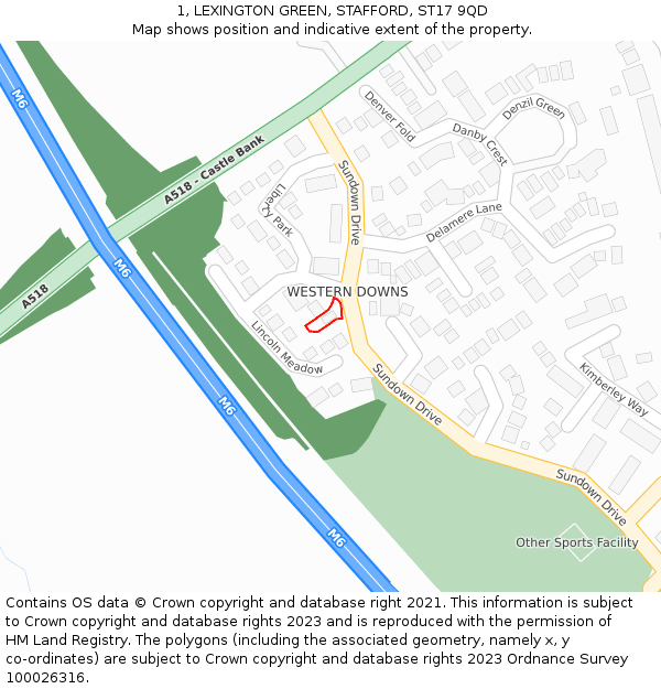 1, LEXINGTON GREEN, STAFFORD, ST17 9QD: Location map and indicative extent of plot