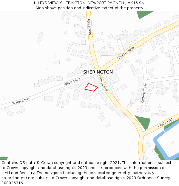 1, LEYS VIEW, SHERINGTON, NEWPORT PAGNELL, MK16 9NL: Location map and indicative extent of plot