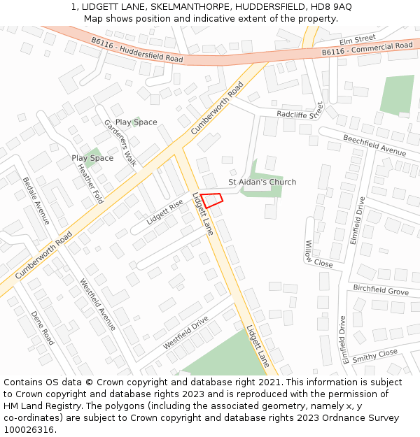 1, LIDGETT LANE, SKELMANTHORPE, HUDDERSFIELD, HD8 9AQ: Location map and indicative extent of plot