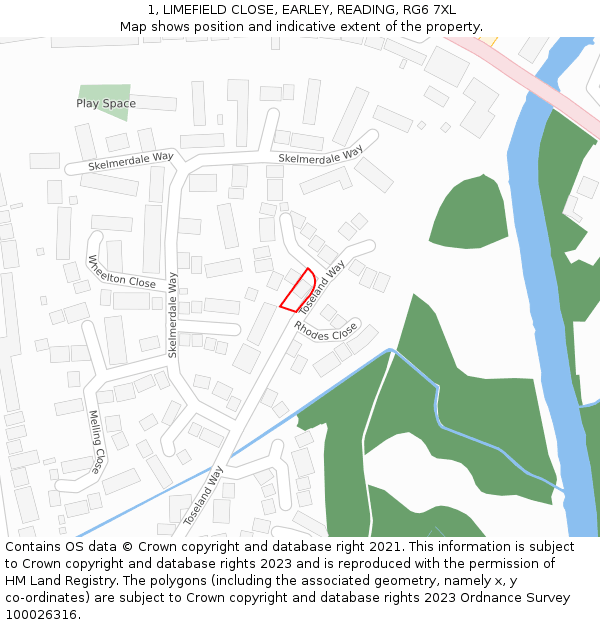 1, LIMEFIELD CLOSE, EARLEY, READING, RG6 7XL: Location map and indicative extent of plot