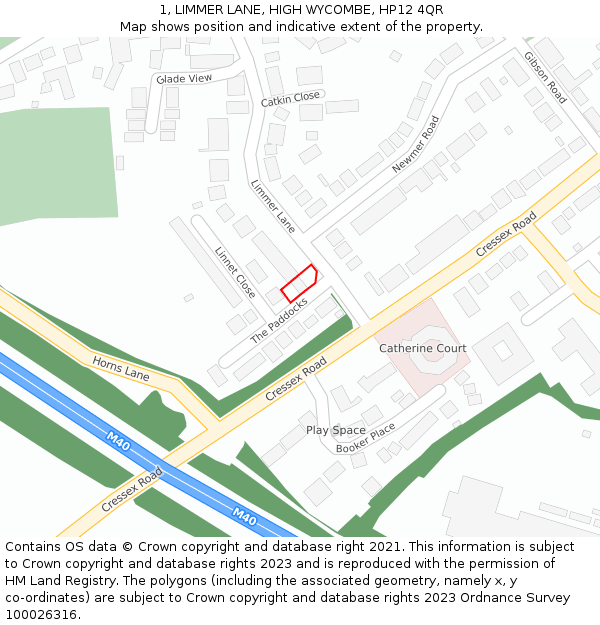 1, LIMMER LANE, HIGH WYCOMBE, HP12 4QR: Location map and indicative extent of plot