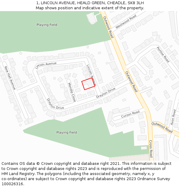 1, LINCOLN AVENUE, HEALD GREEN, CHEADLE, SK8 3LH: Location map and indicative extent of plot