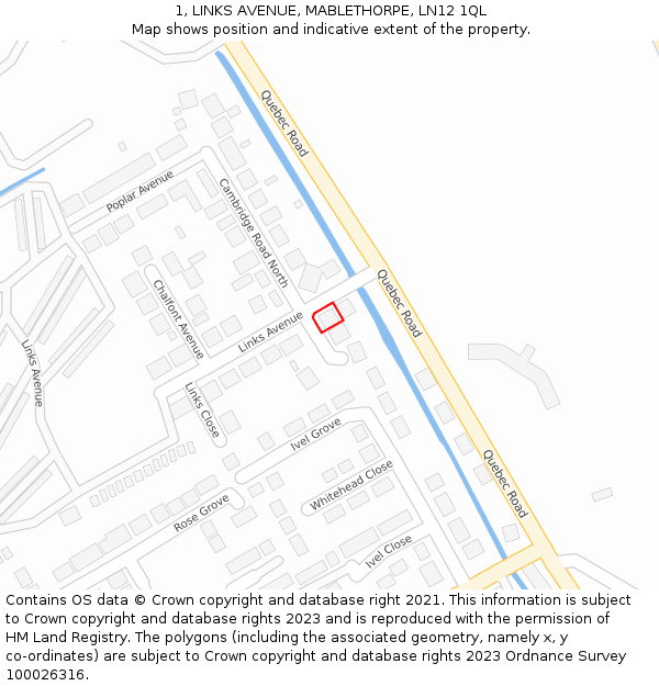 1, LINKS AVENUE, MABLETHORPE, LN12 1QL: Location map and indicative extent of plot