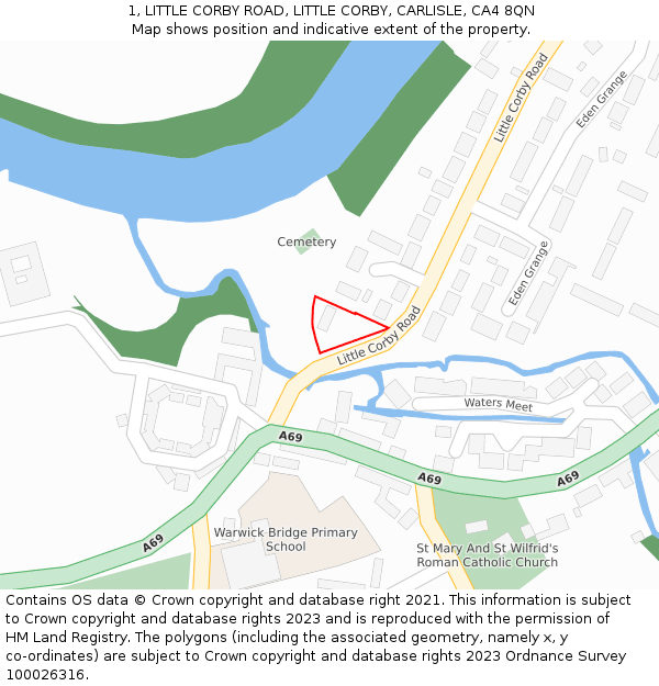 1, LITTLE CORBY ROAD, LITTLE CORBY, CARLISLE, CA4 8QN: Location map and indicative extent of plot