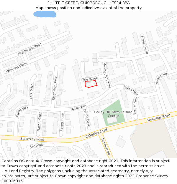 1, LITTLE GREBE, GUISBOROUGH, TS14 8PA: Location map and indicative extent of plot
