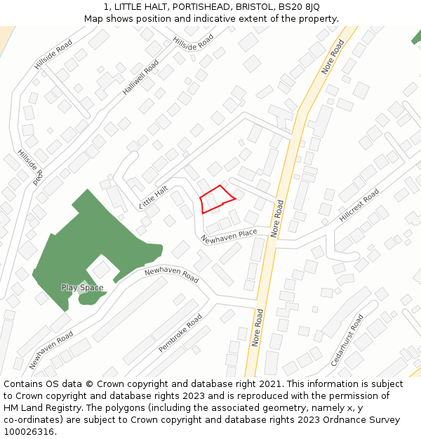 1, LITTLE HALT, PORTISHEAD, BRISTOL, BS20 8JQ: Location map and indicative extent of plot