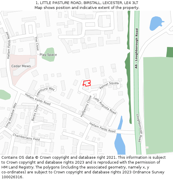 1, LITTLE PASTURE ROAD, BIRSTALL, LEICESTER, LE4 3LT: Location map and indicative extent of plot