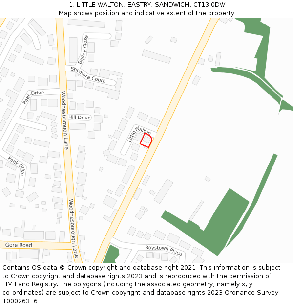 1, LITTLE WALTON, EASTRY, SANDWICH, CT13 0DW: Location map and indicative extent of plot