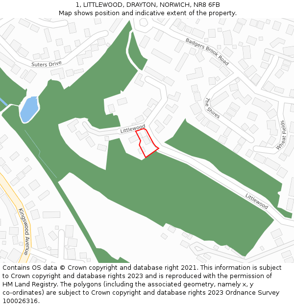 1, LITTLEWOOD, DRAYTON, NORWICH, NR8 6FB: Location map and indicative extent of plot