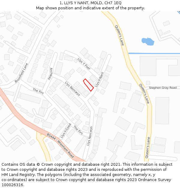 1, LLYS Y NANT, MOLD, CH7 1EQ: Location map and indicative extent of plot