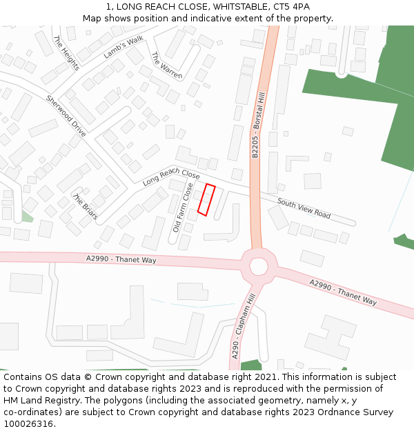 1, LONG REACH CLOSE, WHITSTABLE, CT5 4PA: Location map and indicative extent of plot