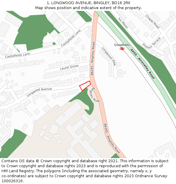 1, LONGWOOD AVENUE, BINGLEY, BD16 2RX: Location map and indicative extent of plot