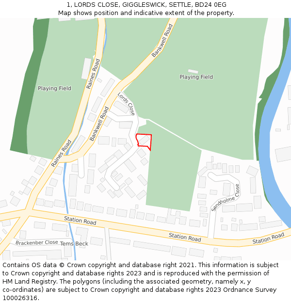 1, LORDS CLOSE, GIGGLESWICK, SETTLE, BD24 0EG: Location map and indicative extent of plot