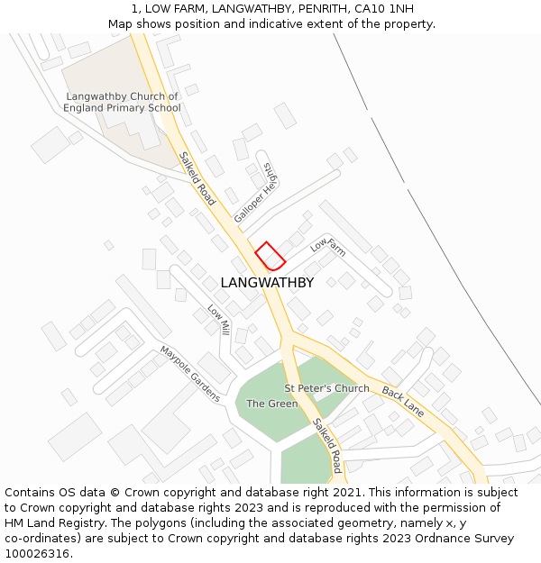 1, LOW FARM, LANGWATHBY, PENRITH, CA10 1NH: Location map and indicative extent of plot