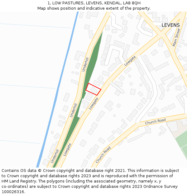 1, LOW PASTURES, LEVENS, KENDAL, LA8 8QH: Location map and indicative extent of plot