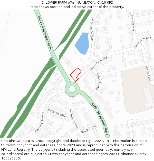 1, LOWER FARM WAY, NUNEATON, CV10 0FD: Location map and indicative extent of plot