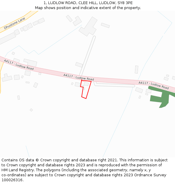 1, LUDLOW ROAD, CLEE HILL, LUDLOW, SY8 3PE: Location map and indicative extent of plot