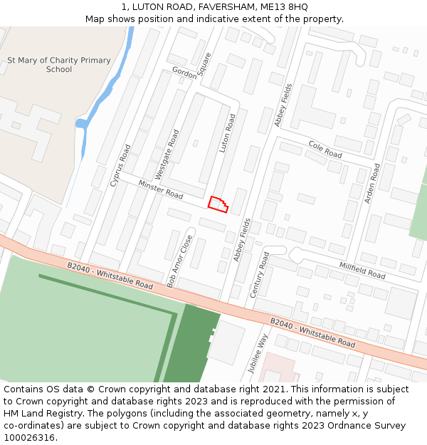 1, LUTON ROAD, FAVERSHAM, ME13 8HQ: Location map and indicative extent of plot