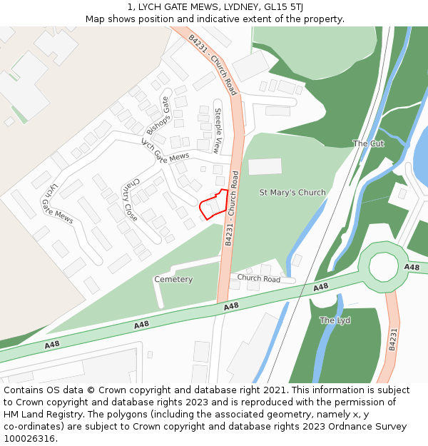 1, LYCH GATE MEWS, LYDNEY, GL15 5TJ: Location map and indicative extent of plot