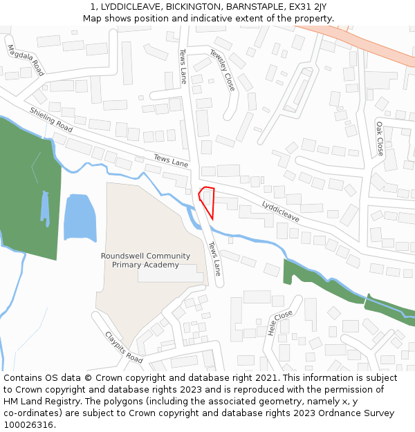 1, LYDDICLEAVE, BICKINGTON, BARNSTAPLE, EX31 2JY: Location map and indicative extent of plot