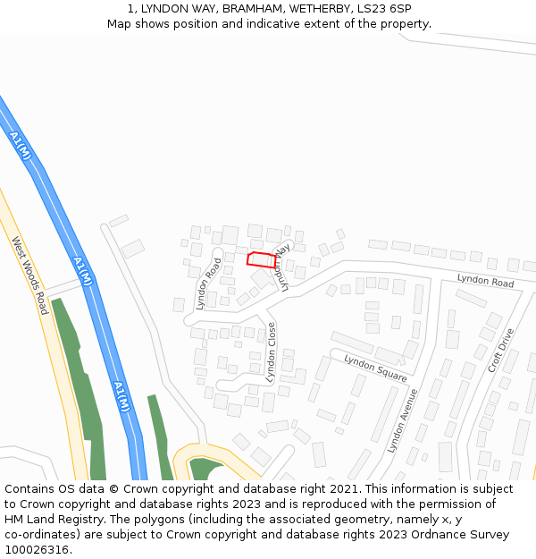 1, LYNDON WAY, BRAMHAM, WETHERBY, LS23 6SP: Location map and indicative extent of plot