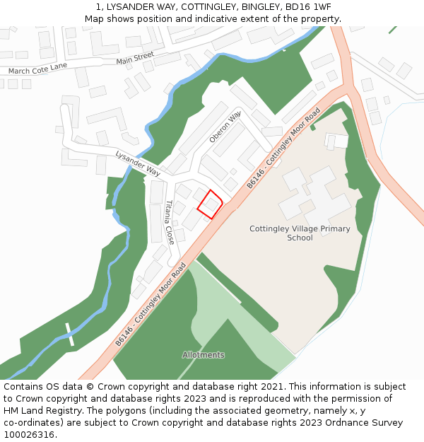 1, LYSANDER WAY, COTTINGLEY, BINGLEY, BD16 1WF: Location map and indicative extent of plot