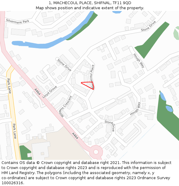 1, MACHECOUL PLACE, SHIFNAL, TF11 9QD: Location map and indicative extent of plot